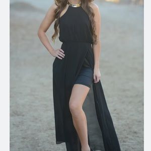 May & July Sleeveless Black Maxi Dress